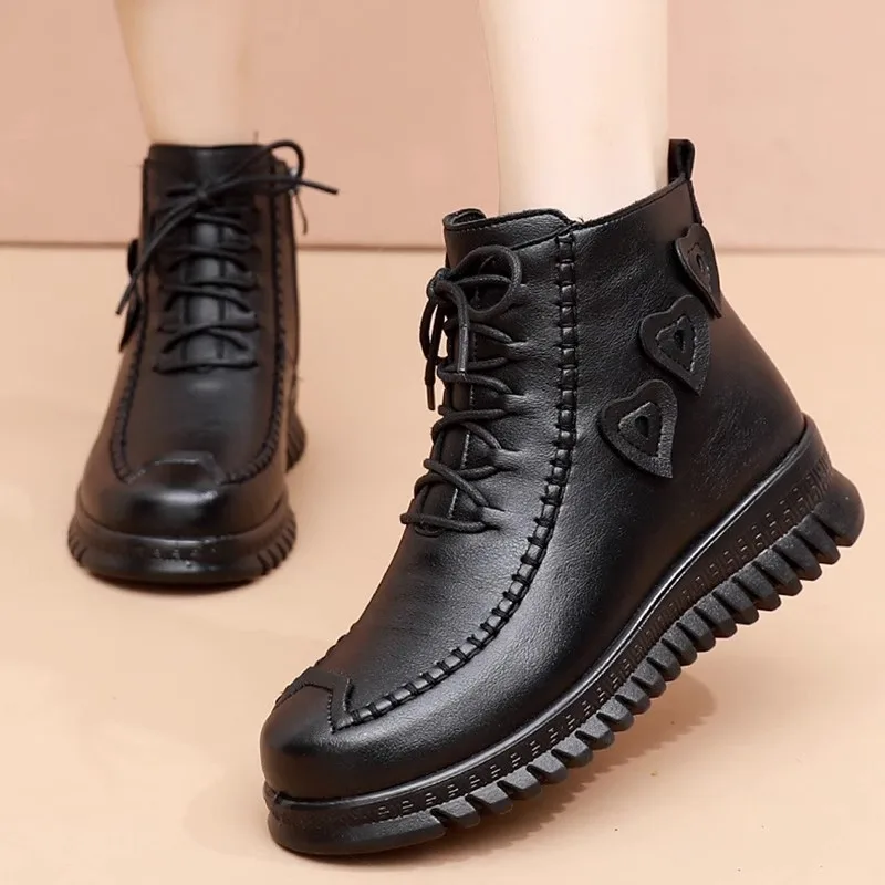 Top Trends: Women&#039;s Boots 2023 Winter Plush Warm Snow Boots Non-slip Thick-soled Fashion Mother ShoesThick Ladies Leather Ankle Boots Shoppable Styles