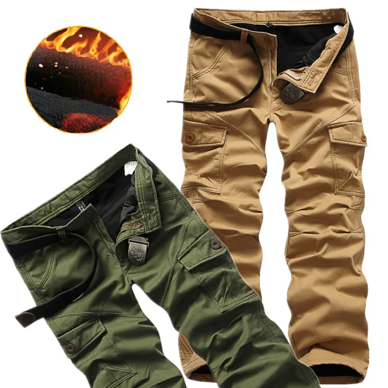 Top Trends: Winter Inner Fleece Pants Men Multi-Pocket Solid Cargo Camo Combat Work Casual Military Army Trousers Man Without Belt CP03 Shoppable Styles