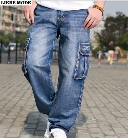 Top Trends: Men&#039;s Loose Wide Leg Cargo Jeans For Men Hip Hop Baggy Jean Homme Multi Pocket Casual Cotton Denim Pants Male Plus Size 42 44 46 Shoppable Styles