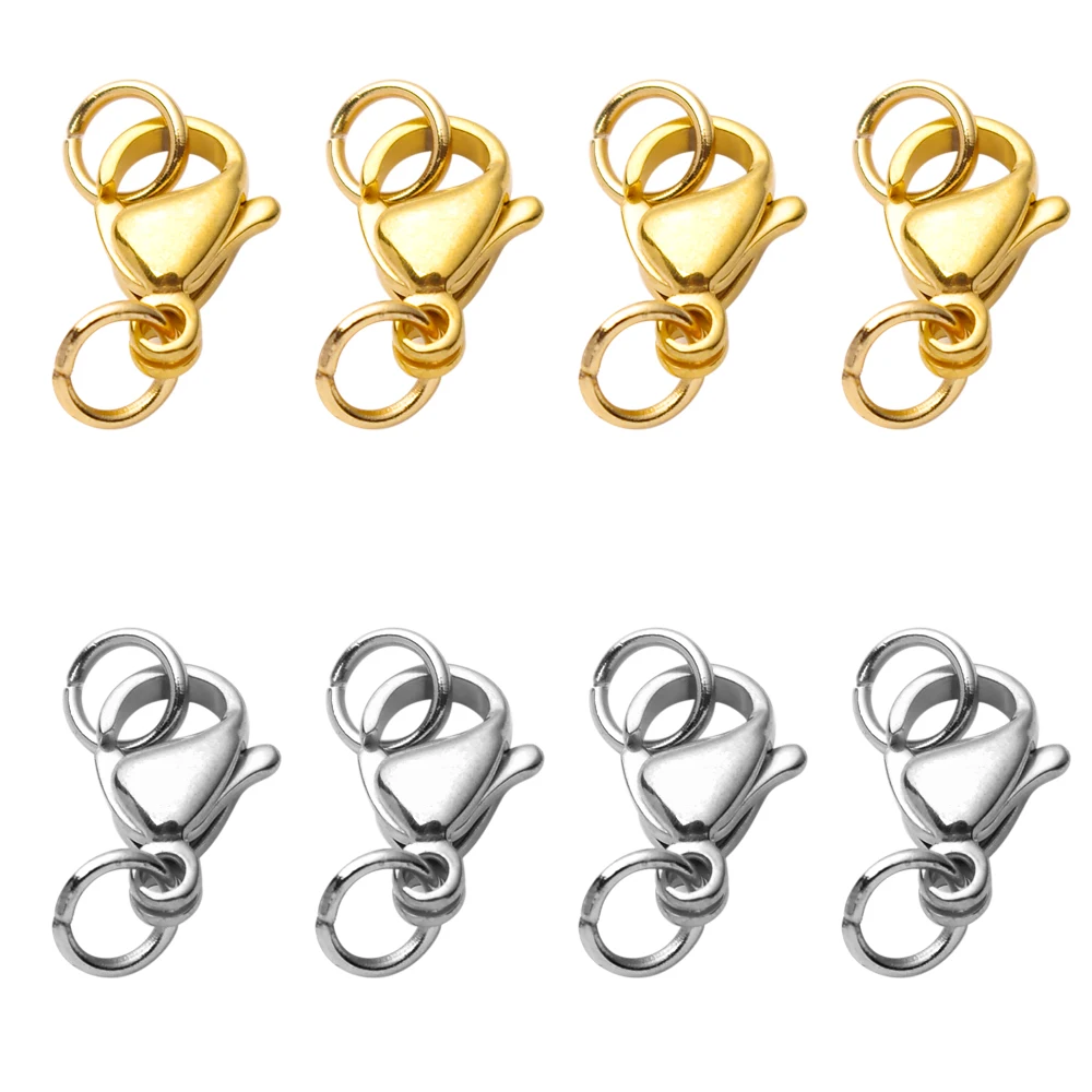 Top Trends: 20-40pcs Gold Stainless Steel Lobster Clasps Hooks Connectors Jump Rings For Bracelet Necklace Chain DIY Jewelry Making Findings Shoppable Styles