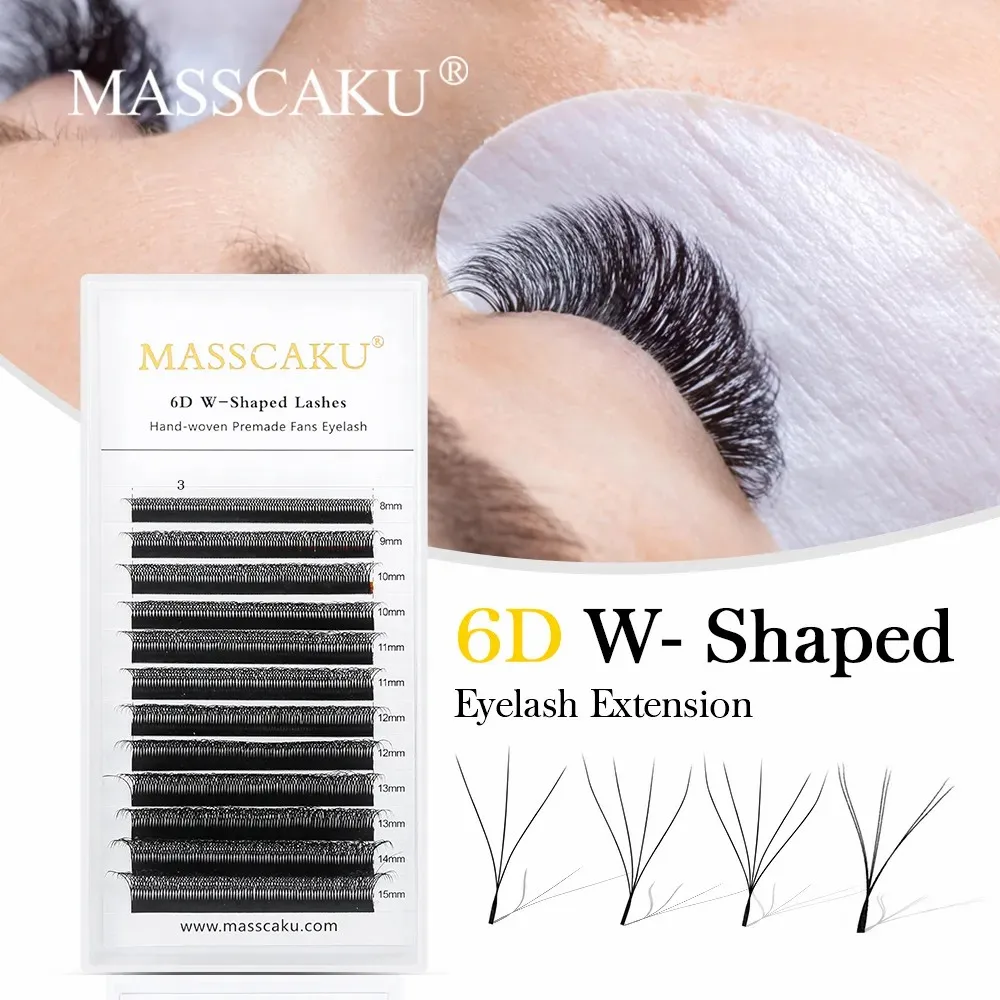 Top Trends: MASSCAKU 3D W Shape Lashes 12 Rows Eyelashes Premade Volume Fan Natural Soft Light Cosplay Makeup Lashes Shoppable Styles