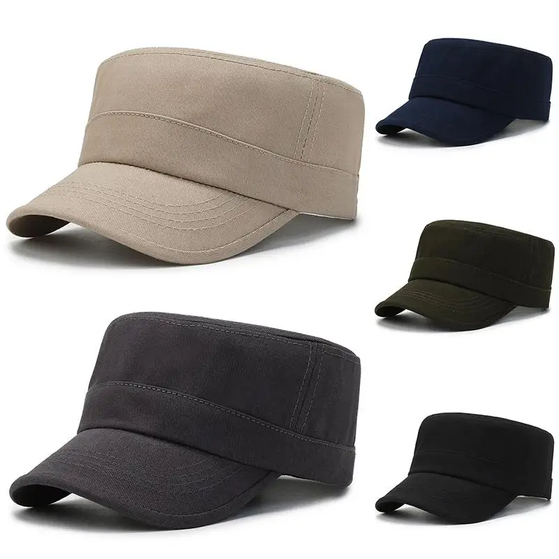 Top Trends: Fashion Washed Cotton Men Military Cap Summer Sunscreen Cadet Hat Adjustable Flat Top Caps Women Men Fisher Army Hats Bone Cap Shoppable Styles