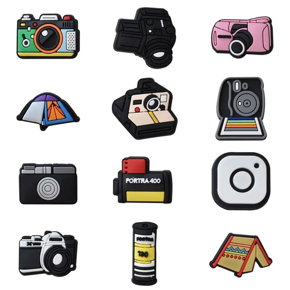 Top Trends: Hot Sale 1pcs PVC Shoe Charms For Crocs Accessories Camera Badge Women Sandals Buckle Kids Pins Men Decoration Jeans X-mas Gift Shoppable Styles