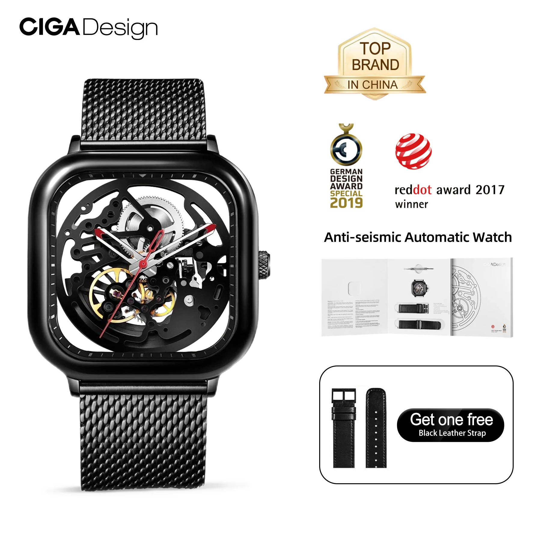 Top Trends: CIGA Design Anti-seismic Automatic Watches Men Women Skeleton Mechanical Watches 316L Stainless Steel Full Hollow Wristwatch Shoppable Styles