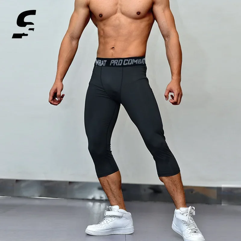 Top Trends: Mens Running Tight Gym Compression Leggings Sport Capri Pants Training Tights Workout Basketball 3XL Jogging Gym Clothing Men Shoppable Styles