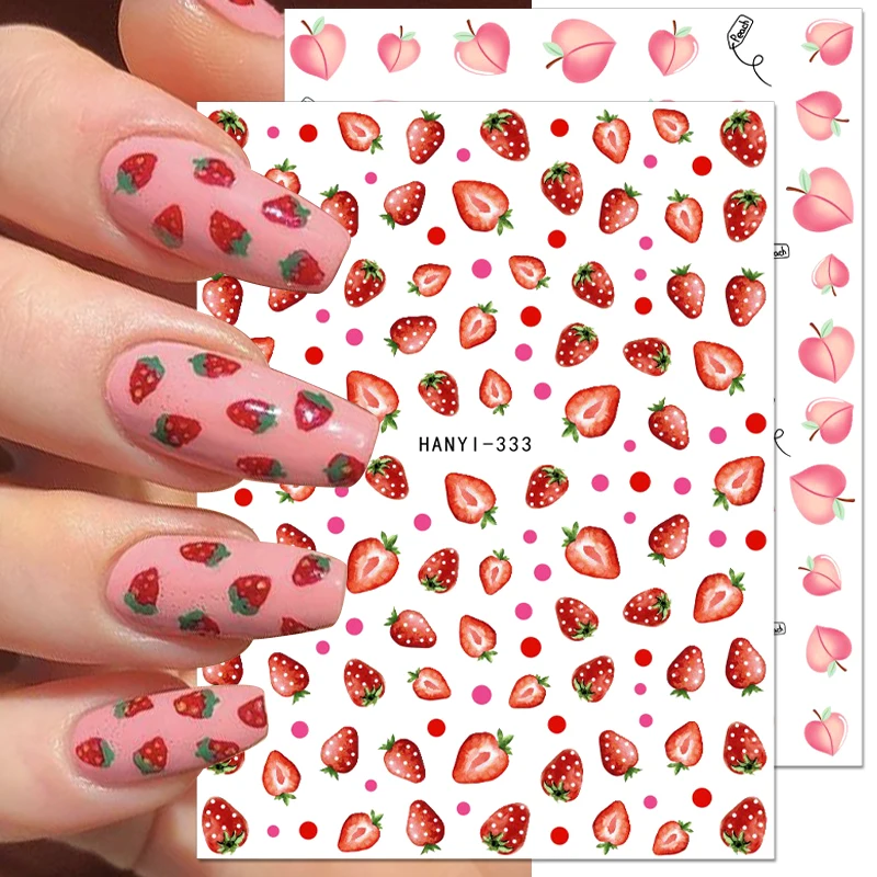 Top Trends: 3D Fruit Lemon Nail Stickers Watermelon Strawberry Peach Summer Nail Decals Art Decoration Adhesive Sliders DIY Manicure Design Shoppable Styles