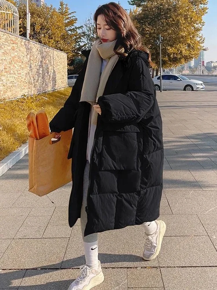 Top Trends: Down Cotton Parkas Women Long Padded Jacket Winter Female Oversized Loose Warm Coats Ladies Korean Fashion Hooded Long Jacket Shoppable Styles