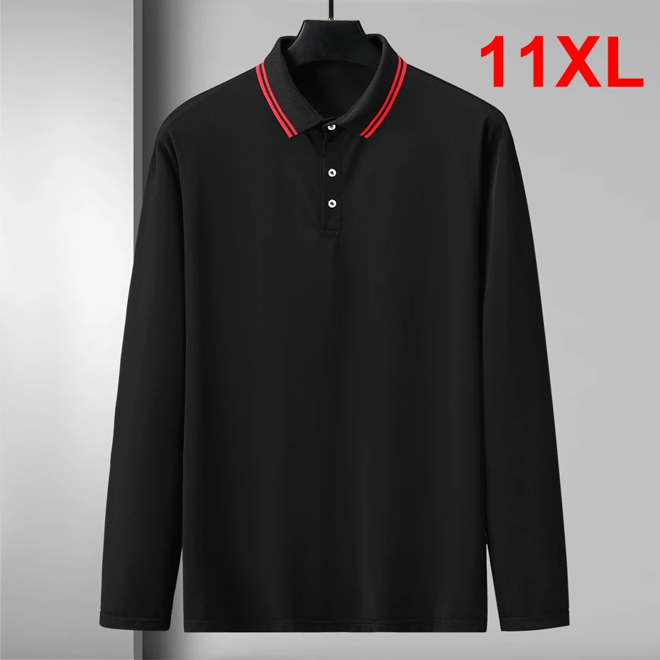 Top Trends: Long Sleeve Polo Shirt Men Spring Autumn Polo Shirts Plus Size 10XL 11XL Fashion Casual Long Sleeve Tops Male Polo Big Size 11XL Shoppable Styles