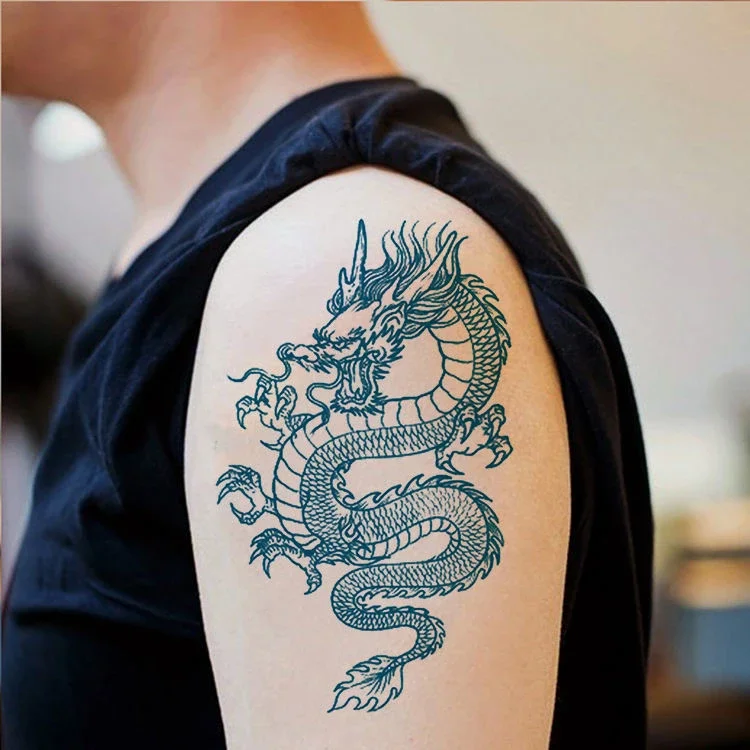 Top Trends: 1PC Chinese Dragon Fake Tattoo Water Transfer Waterproof Temporary Sticker Women Men Sexy Beauty Body Art Cool Stuff Arm Art Shoppable Styles