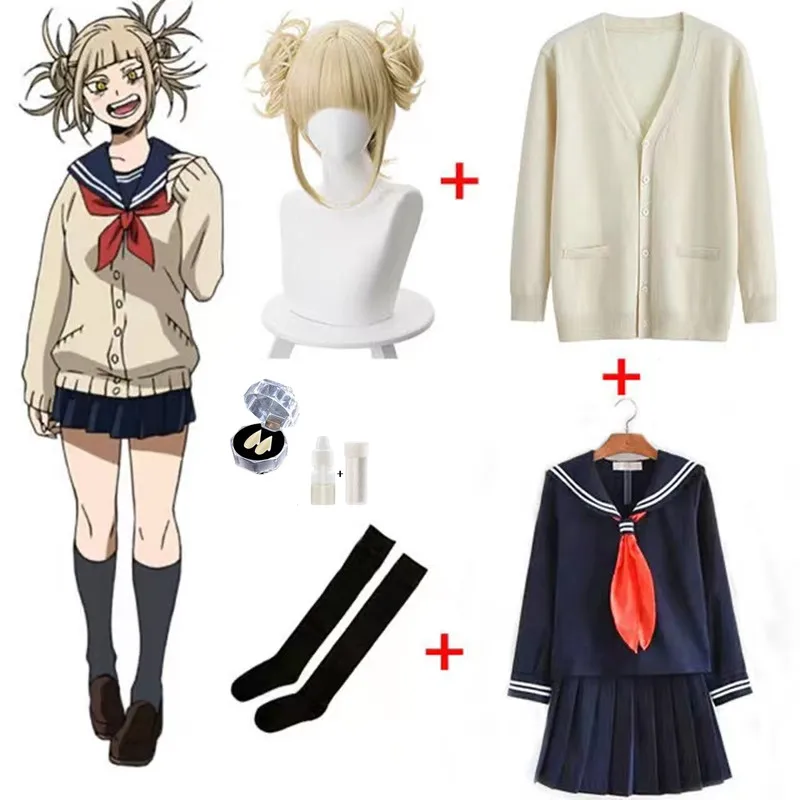 Top Trends: Anime My Hero Academia Himiko Toga Cosplay Costume JK Uniform Skirts Sweater Coat Halloween Christmas Clothes Women Girls Shoppable Styles