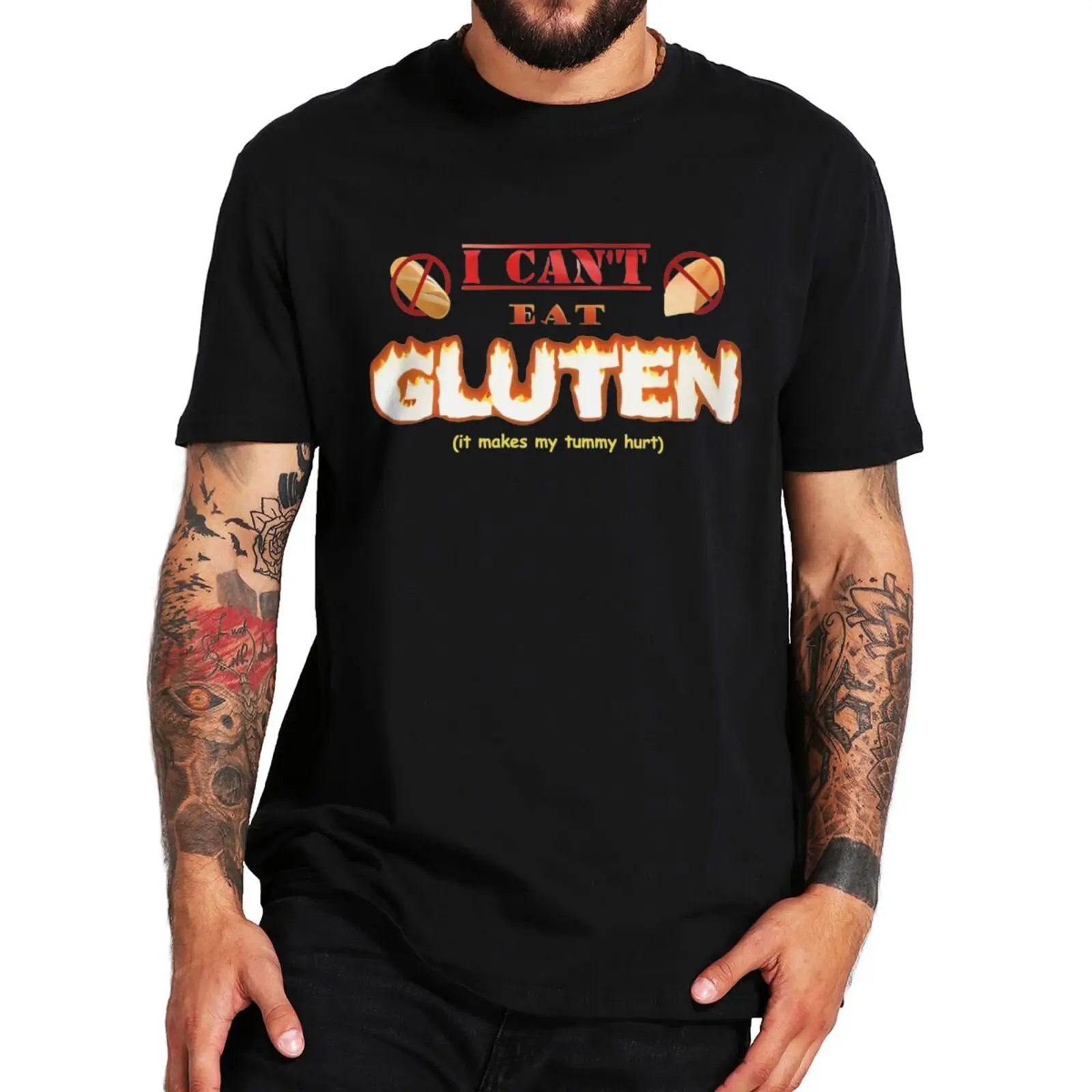 Top Trends: I Can't Eat Gluten It Makes My Tummy Hurt T Shirt Intolerance Harajuku Tops Casual 100% Cotton Unisex Summer T-shirts EU Size Shoppable Styles