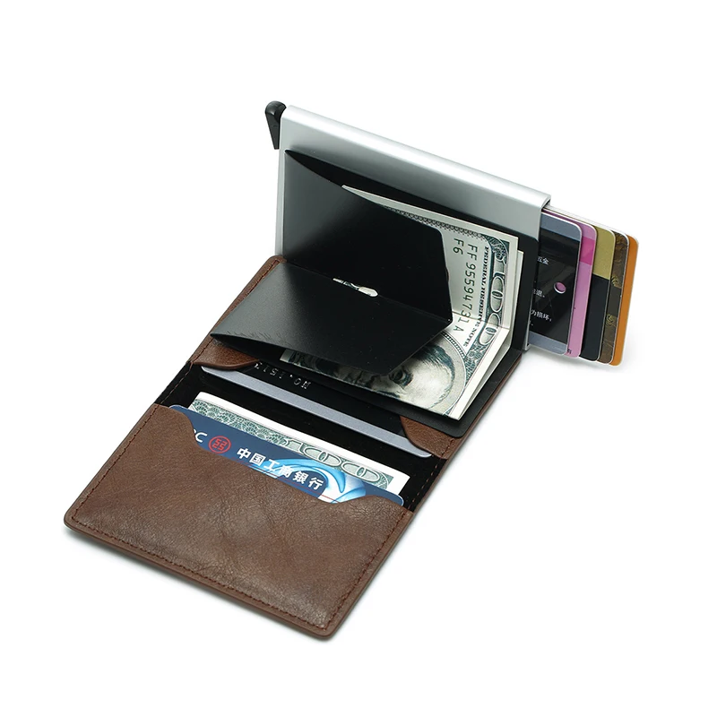 Top Trends: Credit Card Holder For Men Bank Cards Holders Leather RFID Wallet Mini Money Clips Business Luxury Women Small Purse Shoppable Styles - Image 2