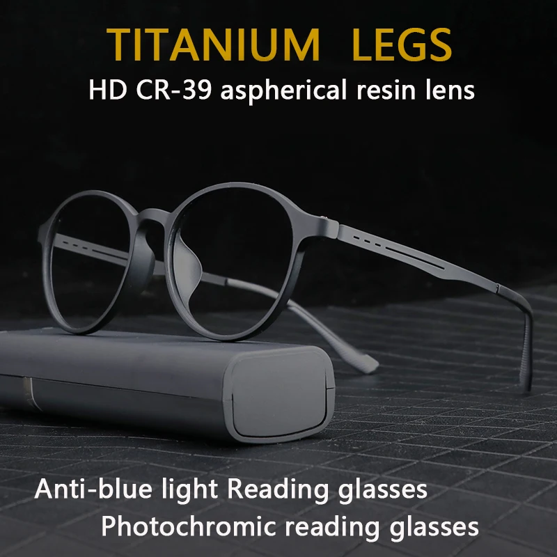 Top Trends: Ultralight Titanium Retro Round Anti Blue Light Photochromic Reading Glasses For Men Computer Presbyopic Eyeglasses Women Shoppable Styles