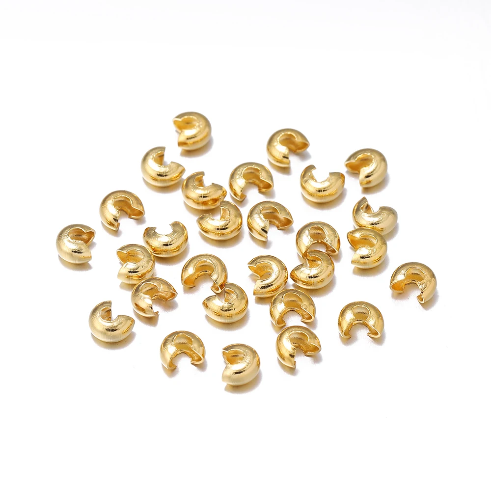 Top Trends: 100pcs / lot Copper Round Covers Open Crimp End Beads Dia 3 4 5mm Stopper Spacer Beads For DIY Jewelry Making Findings Supplies Shoppable Styles