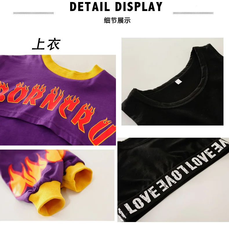 Top Trends: Girls Hip Hop Crop Sweatshirt Plaid Mini Skirt Clothing Sets Kids Purple Outfit Child Jazz Street Dance Teen Costumes Streetwear Shoppable Styles - Image 4