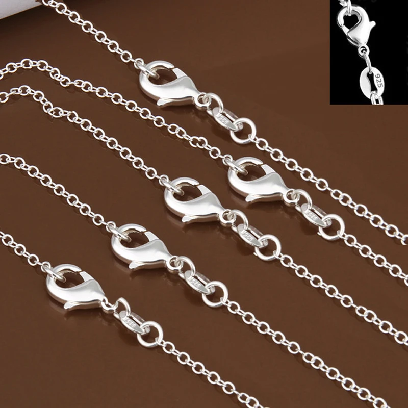 Top Trends: Wholesale 5pcs / lot 925 Sterling Silver Chain Necklace, Fashion Men / Women DIY Jewelry Rolo Chain 1mm Necklace 16 18 20 22 24 Shoppable Styles