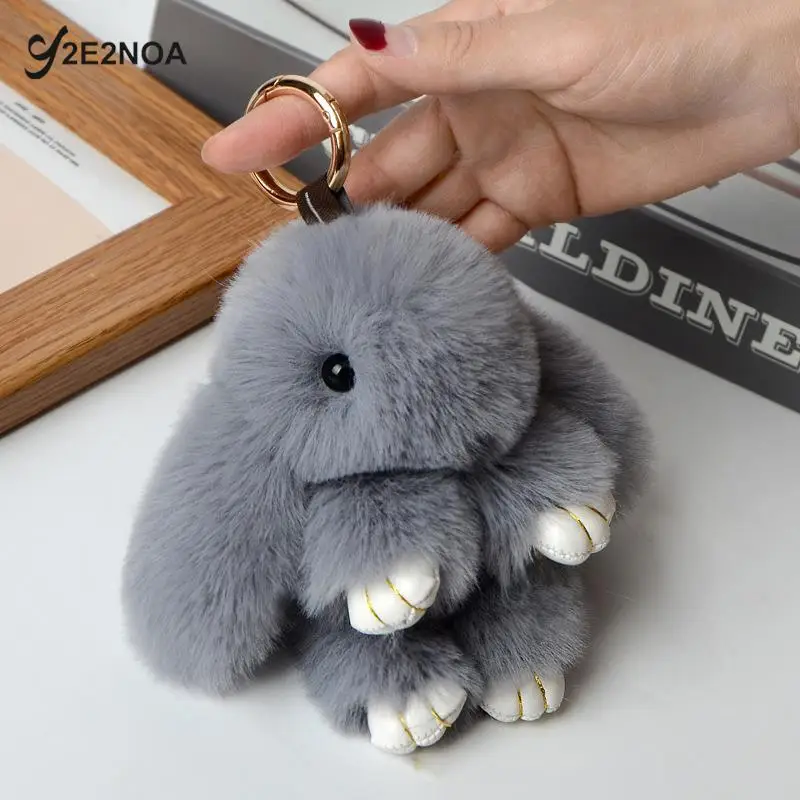 Top Trends: Fluffy Rabbit Fur Pompon Bunny Keychain For Girls Bag Car Key Chain Jewelry Gifts Trinket Women Rabbit Key Tags Shoppable Styles