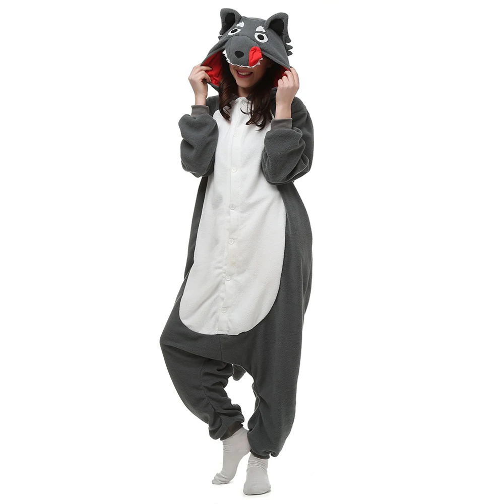 Top Trends: Adult Animal Onesie Pajamas Men And Women's Wolf Cosplay Costume Sleepwear One-Piece Pijamas Unisex Homewear For Boys Girls Gift Shoppable Styles