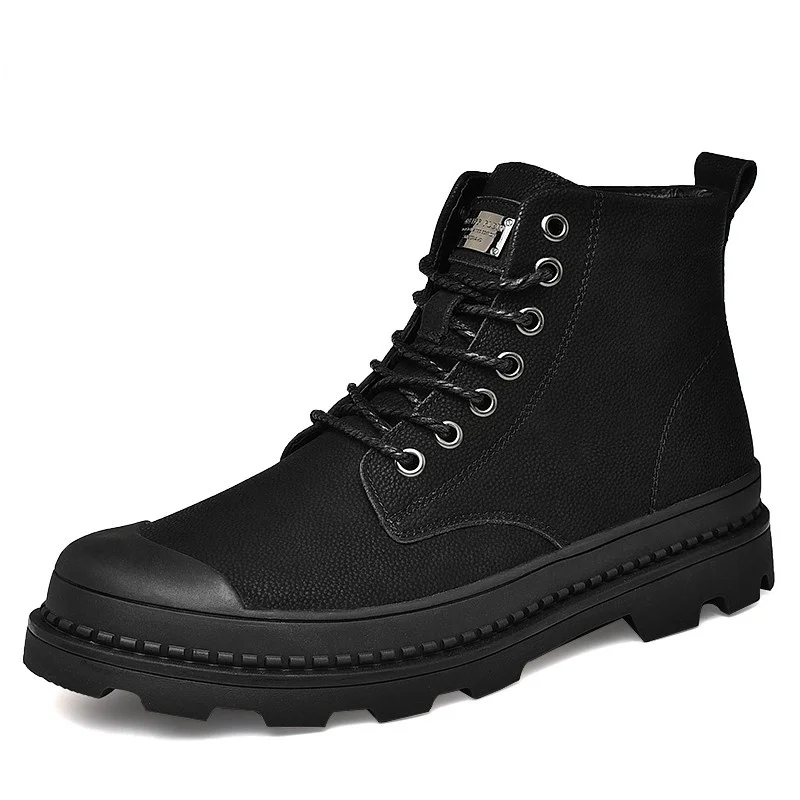 Top Trends: Black Warm Winter Men&#039;s Boots Genuine Leather Ankle 2023 Work Shoes Running Shoes Men&#039;s Military Fur Snow Boots Men&#039;s Botas Shoppable Styles