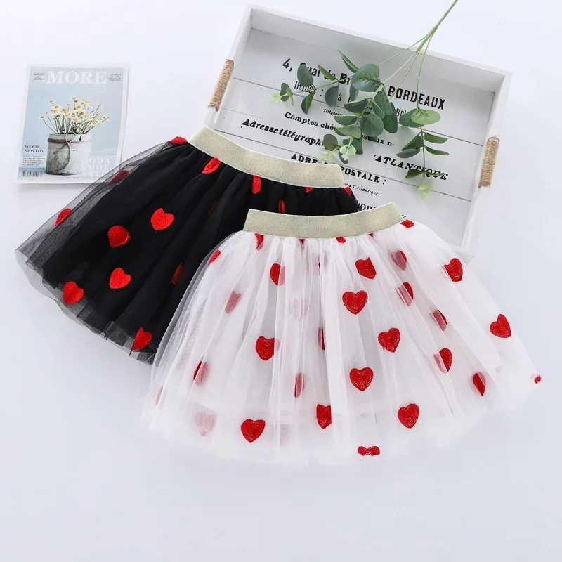 Top Trends: Cute Embroidered Girls Mesh Princess Tutu Skirt Summer Chlid Fashion Pleated Skirts Valentine's Day Party Dance Clothes 2-12T Shoppable Styles