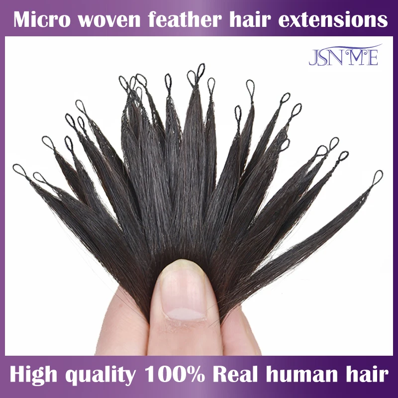 Top Trends: JSNME Micro Feather New Hair Extensions 100% Real Natural Human Hair Comfort Invisible 14-28 Inch Black Brown Blonde 613 Color Shoppable Styles