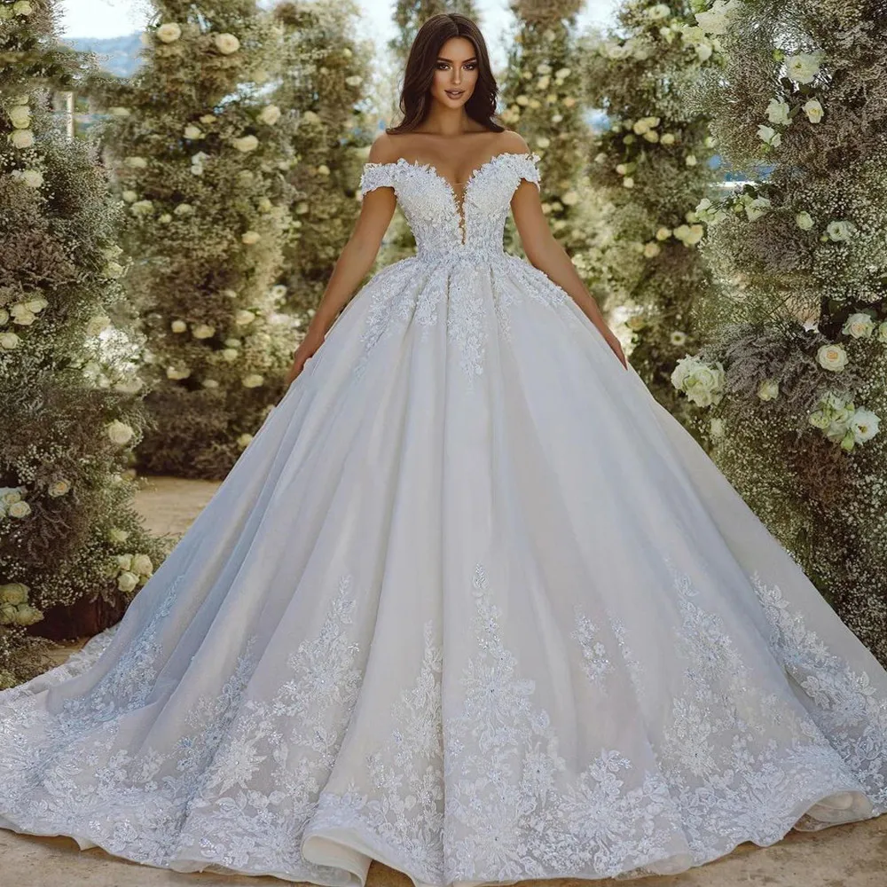 Top Trends: On Zhu Ball Gown Elegant Wedding Dresses 2023 Sweetheart Off The Shoulder Vestido De Novia Lace Beaded Appliques Robe De Mariee Shoppable Styles