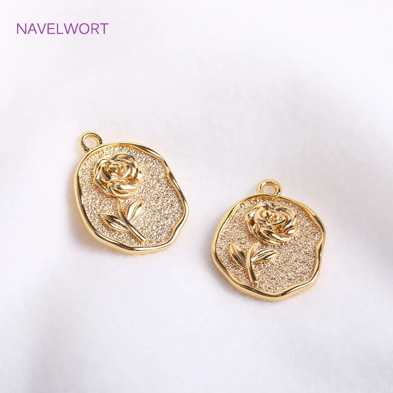 Top Trends: Trendy 14K Gold Plated Irregular Rose Charms High Quality Brass Metal Coin Pendants DIY Jewelry Materials Wholesale Shoppable Styles