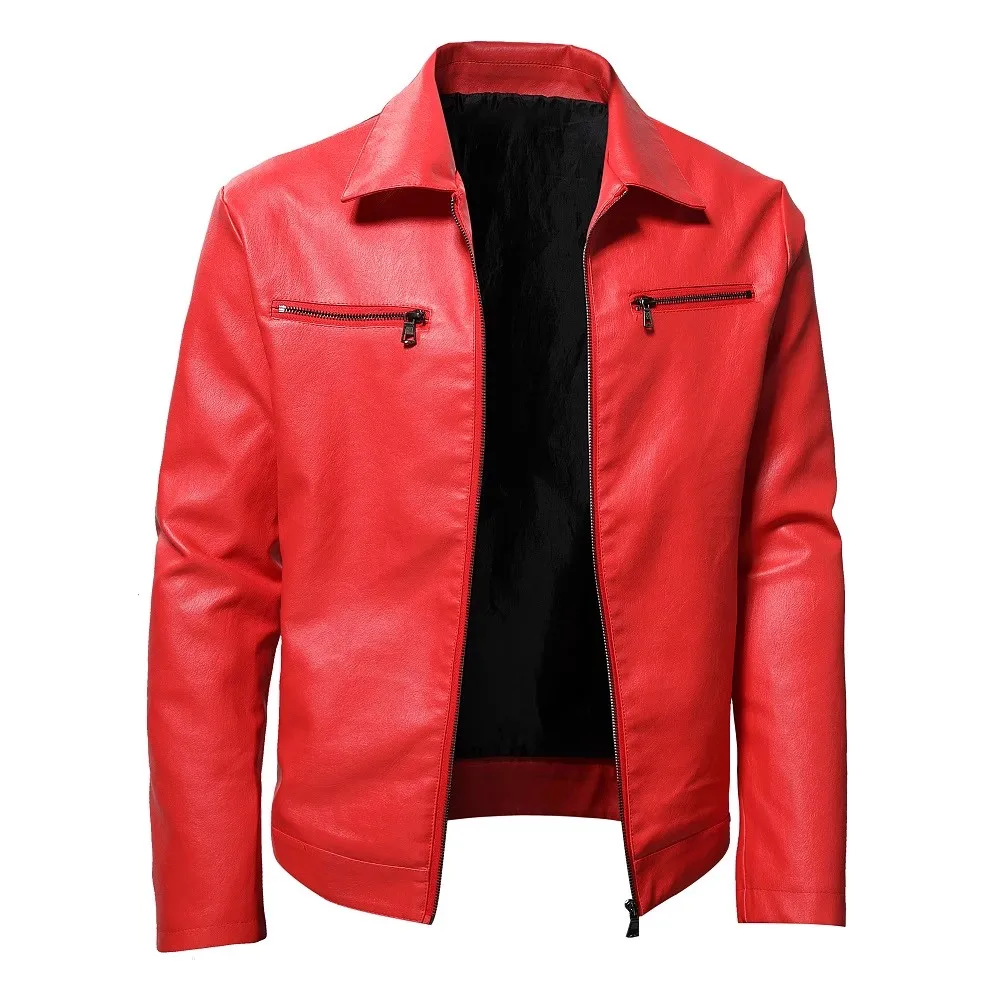 Top Trends: Leather Jackets For Men 2024 Fashion Solid Autumn Stand Collar Zipper Punk Vintage Motorcycle Biker Red Black PU Leather Jacket Shoppable Styles