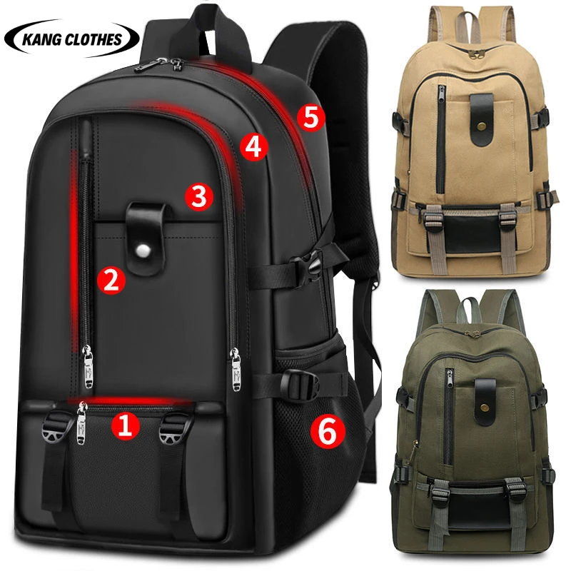 Top Trends: 2023 New Men's Backpack Fashion Student School Backpack Youth High Quality High Capacity Backpack Canvas Outdoor Travel Backpack Shoppable Styles - Image 2