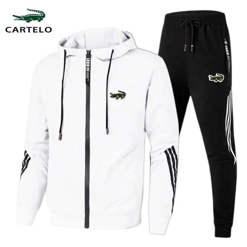 Top Trends: Cadillac Crocodile Brand Men's Set Spring And Autumn Fashion Zipper Hoodie Coat Casual Sportswear Men's Set+ Pants Thin Suit Shoppable Styles