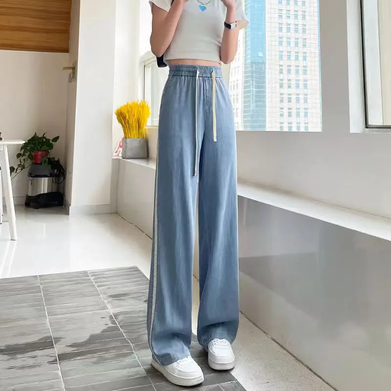 Top Trends: Women's Jeans New High Waist Pants Design Contrast Color Straight Jeans Y2k Trousers Korean Style Loose Casual High Waist Jeans Shoppable Styles