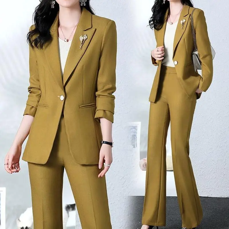 Top Trends: 2024 Spring And Autumn New Fashion Blazer Coat Trousers Two Piece Women's Elegant Casual Suit Jacket Pants Set Female Clothing Shoppable Styles