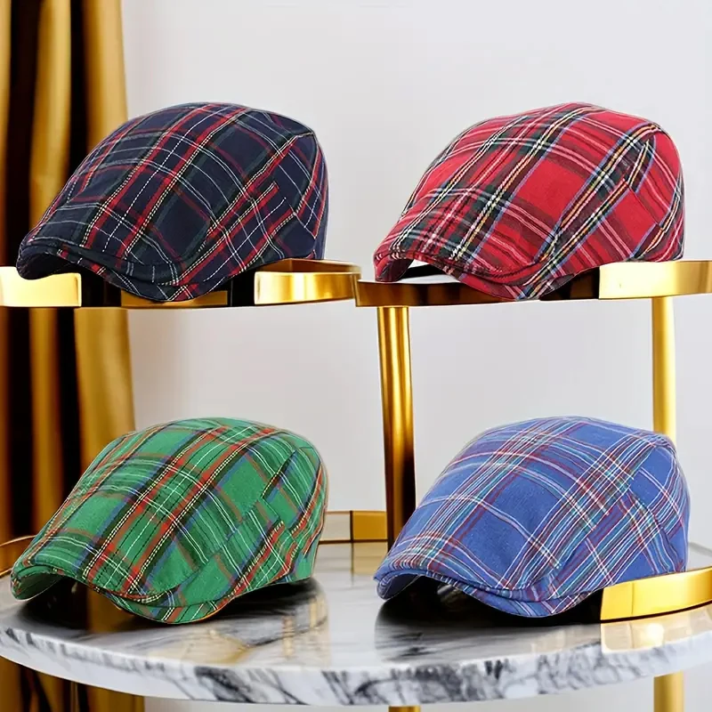 Top Trends: 2023 Men Women Classic Englad Style Plaid Berets Caps Casual Unisex Sports Caps Cotton Hats Boina Casquette Flat Cap Painter Cap Shoppable Styles