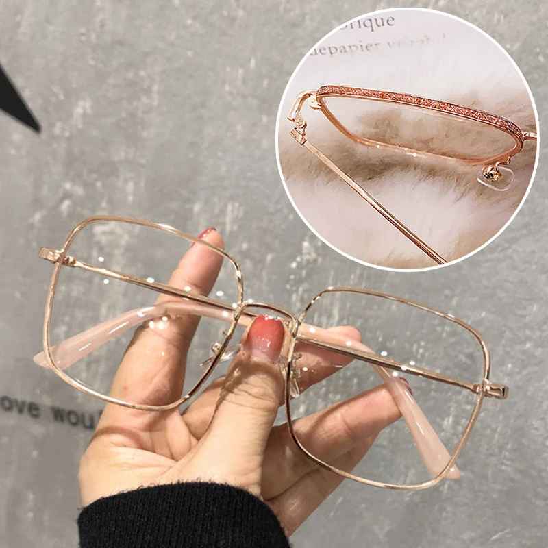 Top Trends: Luxury Anti Blue Light Glasses Men Women Diamond Studded Oversized Square Eyeglasses Computer Goggles Eyewear Glitter Frame Shoppable Styles