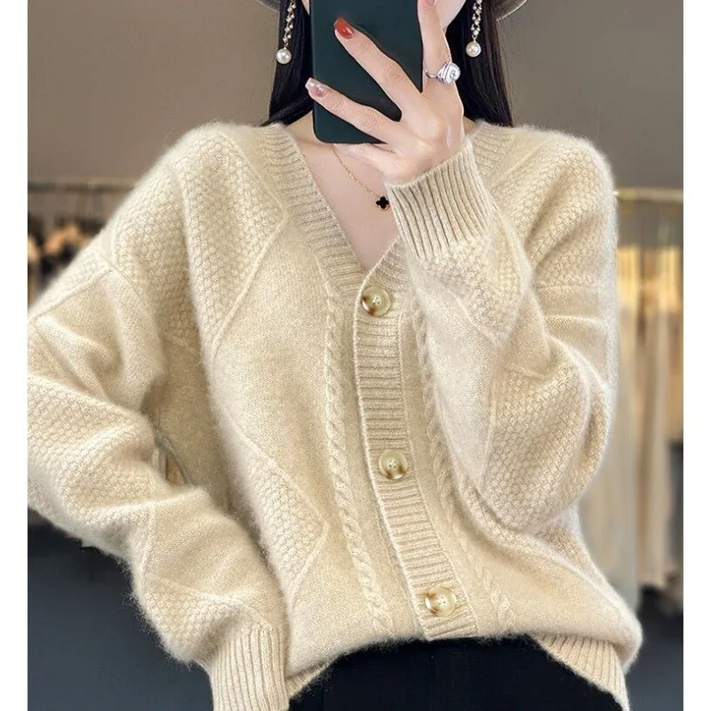 Top Trends: Women&#039;s Autumn Winter Thick Solid Button Cardigan Women Long Sleeve Lady Sweater Fashion Versatile Casual Elegant Knitting Tops Shoppable Styles