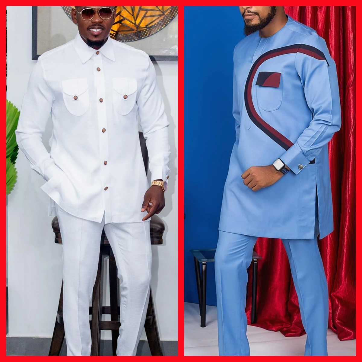 Top Trends: New Men's Tenos Wedding 2-Piece Suit Waist Pants Shirt Solid Color Panel Long Sleeve Party African Ethnic Style Clothing (M-4XL) Shoppable Styles