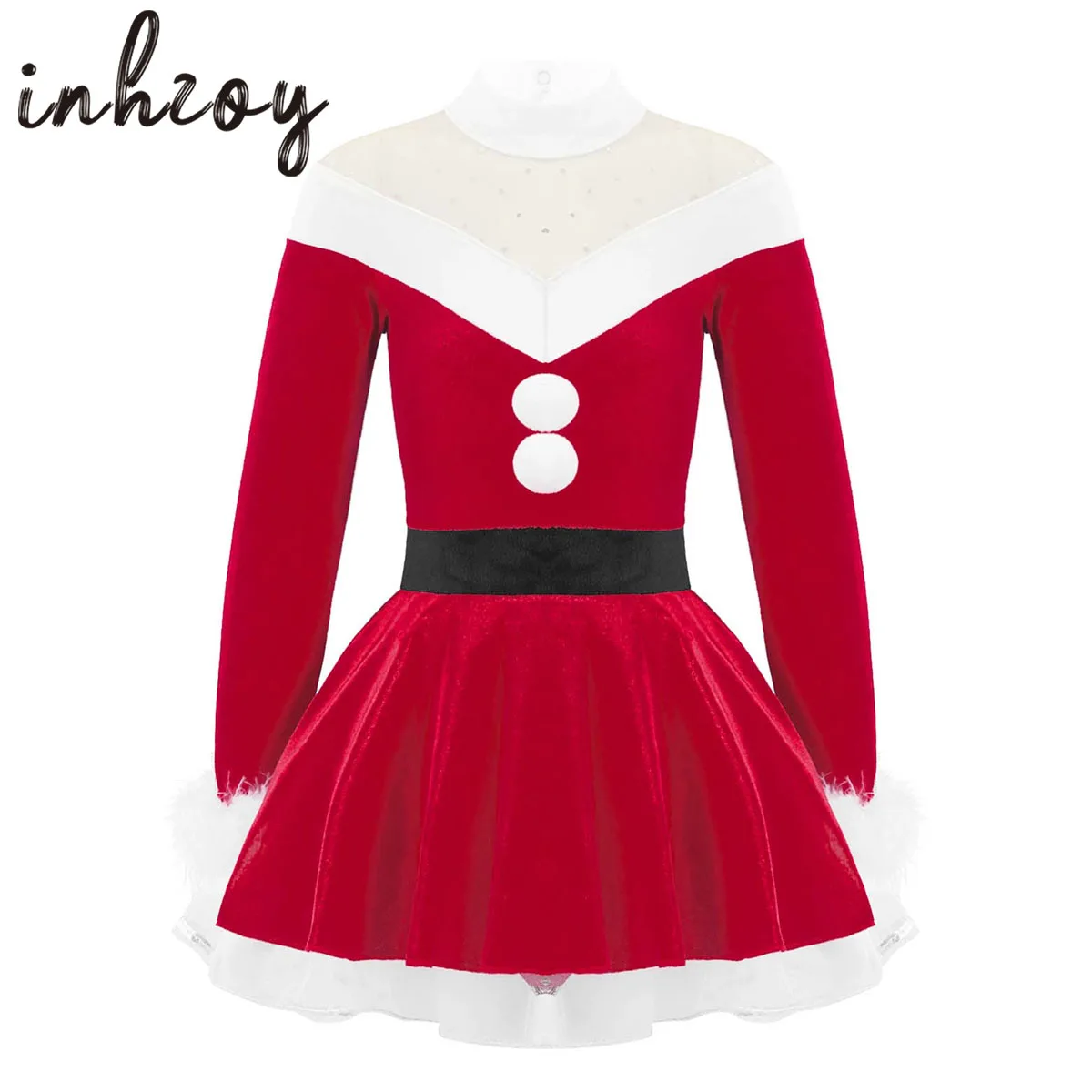 Top Trends: Kids Girls Velvet Christmas Santa Claus Costume Xmas Holiday Fancy Party Tutu Dress Gymnastics Leotard Figure Skating Dancewear Shoppable Styles