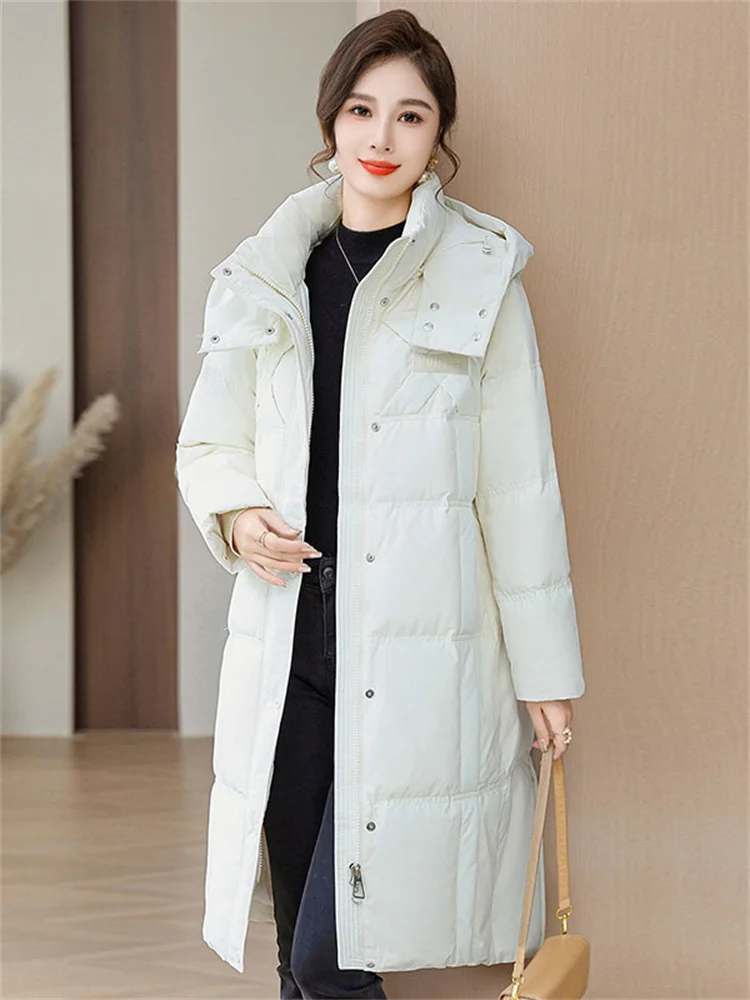 Top Trends: Mom's Down Coat Long White High Level Luxury White Duck Down Jacket 2024 Winter New Fashion Korean Warmth Anti Cold Coat Shoppable Styles