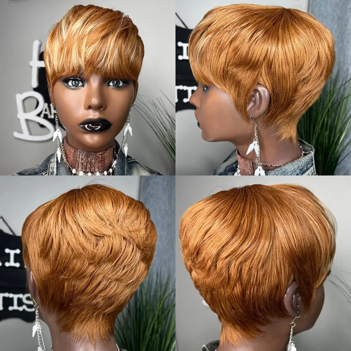 Top Trends: WIGERA Synthetic Ombre On Sale Pixie Cut Mixed Color Hair Style Short Straight Wigs With Bangs For Black Women Shoppable Styles