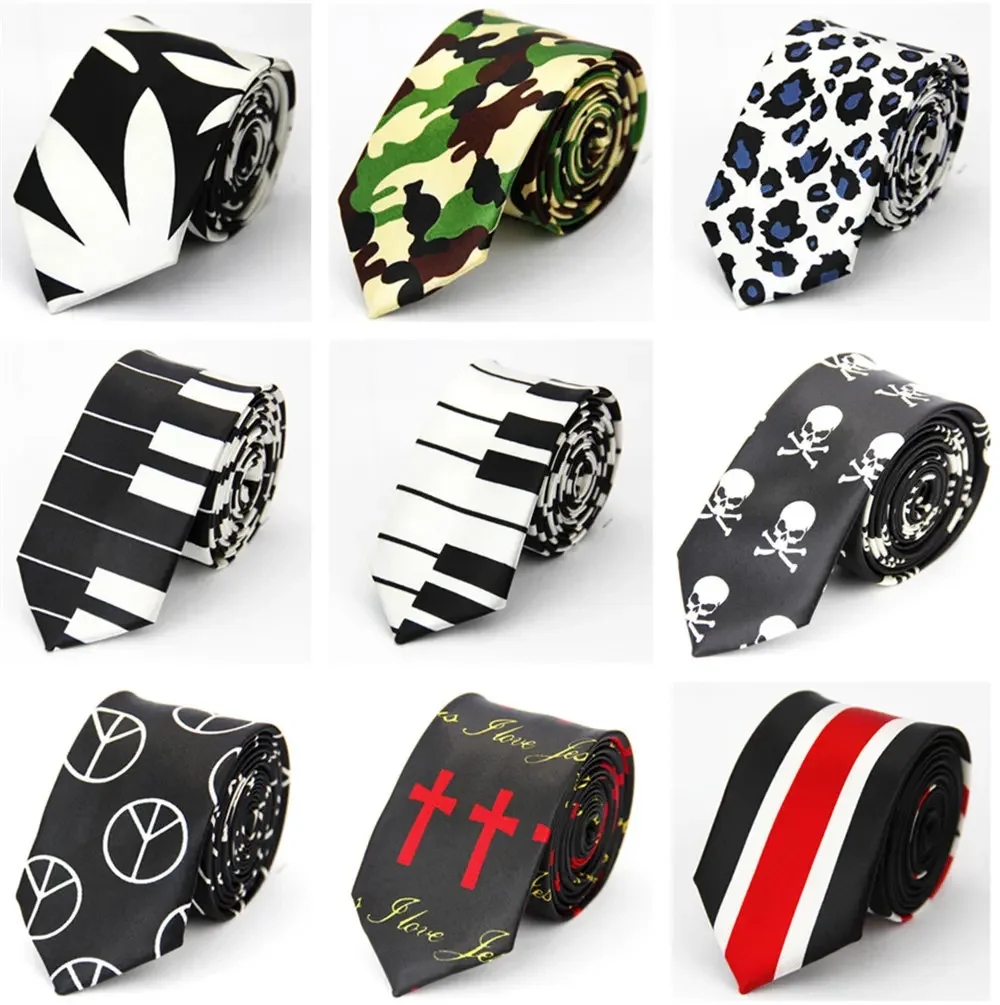 Top Trends: Narrow Tie For Men Women 5cm (2") Skinny Wedding Black Blue Red Pink White Purple Green Gray Piano Skull Print Slim Necktie Shoppable Styles - Image 5