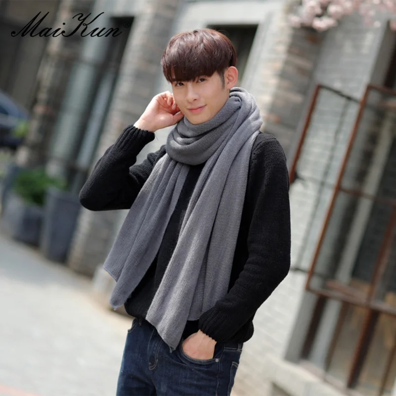 Top Trends: Maikun Thick Knitted Scarf For Men Fashion Winter Increase Simple Solid Color Scarf Men's Warm Neckerchief Shoppable Styles - Image 3