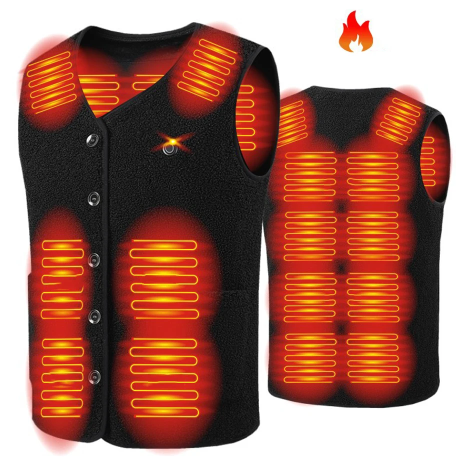 Top Trends: USB Heating Vest Jacket Men Infrared 16 Areas Heating Vest Jacket Winter Fleece Electric Heated Vests Male Sleeveless Jackets Shoppable Styles