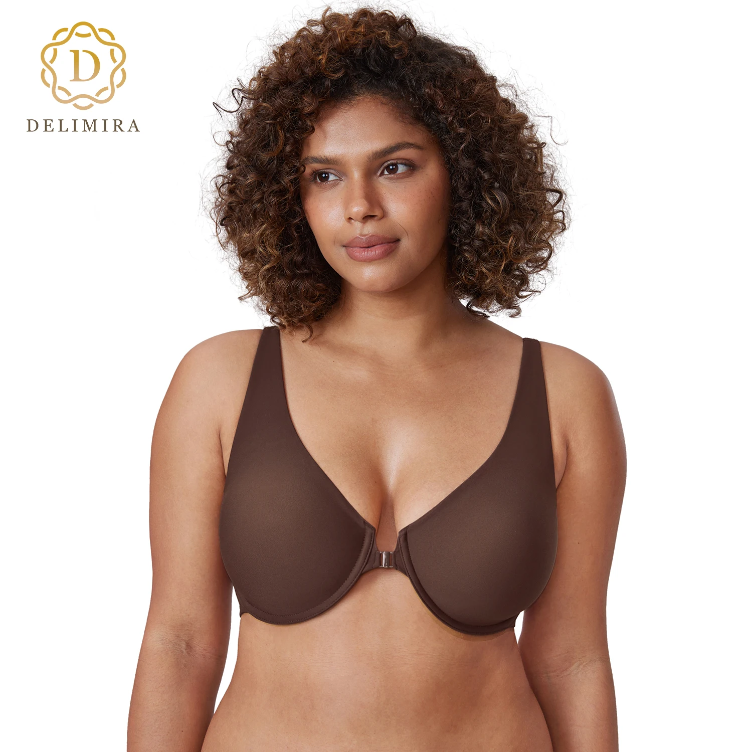 Top Trends: DELIMIRA Plus Size Front Closure Bra For Women Seamless Unlined Racerback Bras Underwire Large Lingerie C D DD E F Shoppable Styles