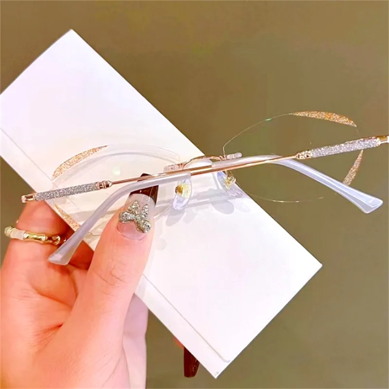 Top Trends: 1Pc Rimless Diamond Reading Glasses MenWomen Presbyopic Eyeglasses Anti-blue Light Reading Eyewear Vision Care Diopter + 1.0~+ 4.0 Shoppable Styles