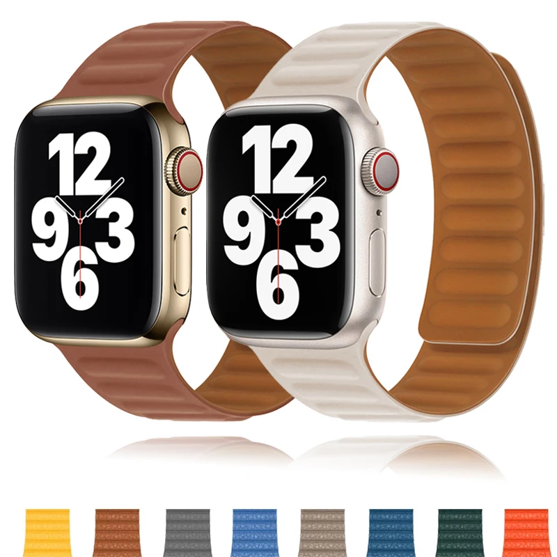 Top Trends: Silicone Link For Apple Watch Band 45mm 44mm 40mm 41mm 42mm 49mm Magnetic Loop Bracelet IWatch Series Ultra 9 8 7 6 SE 5 4 Strap Shoppable Styles