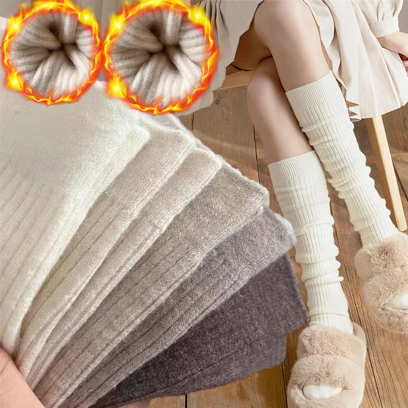 Top Trends: Autumn Winter Cashmere Long Socks Stockings Women Thick Warm Casual Over Knee-High Calf Socks Boot Solid Wool Thigh Stockings Shoppable Styles