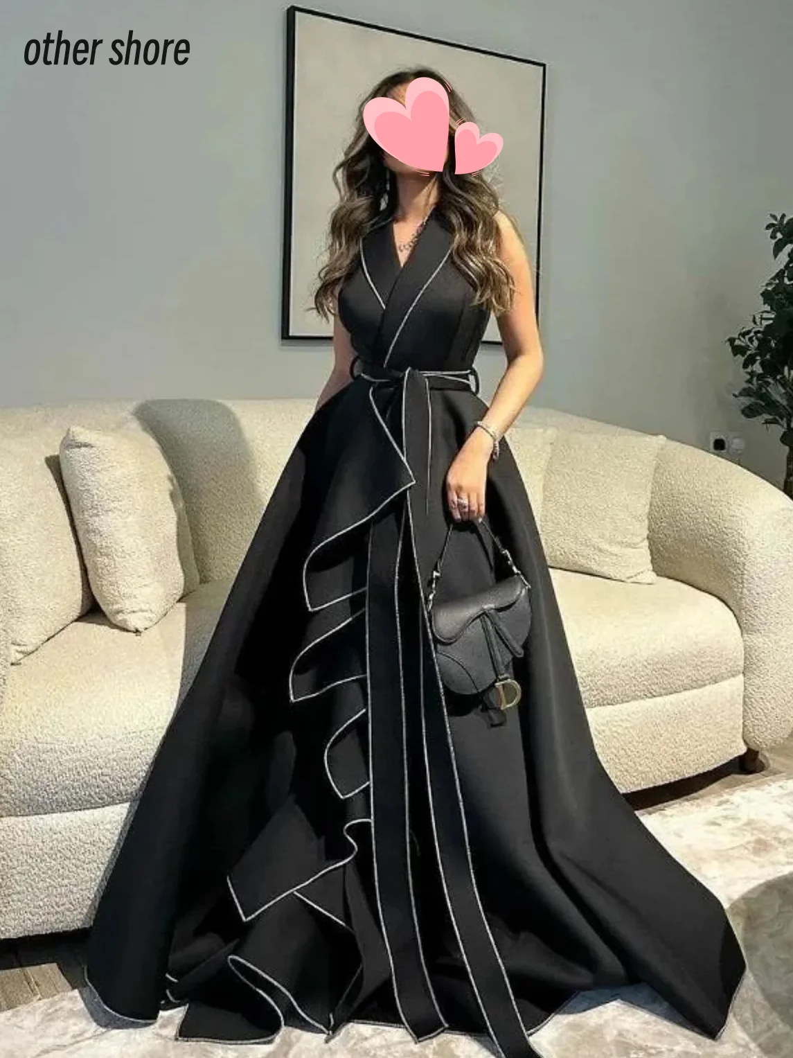 Top Trends: Other Shore Elegant Vintage Simple Black Ruffle V-Neck A-Line Customize Formal Occasion Prom Dress Evening Party Gowns Shoppable Styles