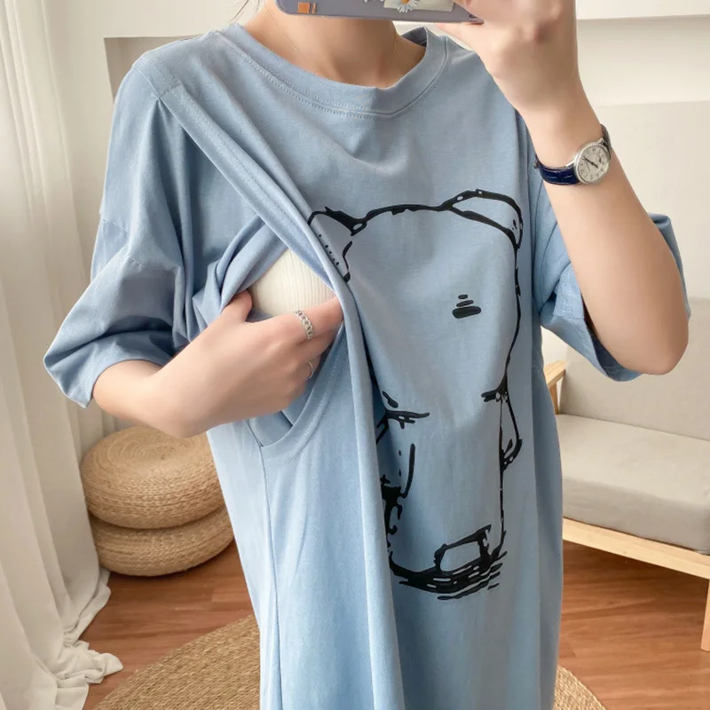 Top Trends: Maternity Dress Breastfeeding Summer For Women Pregnant Nursing Dresses Loose Casual Feeding Clothing Pregnancy Home Clothes Shoppable Styles