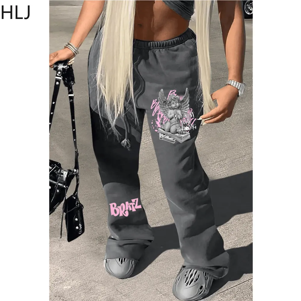 Top Trends: HLJ Fall Pattern Printing Sweatpants Women Fashion High Waisted Drawstring Jogger Pants Casual Female Sporty Trousers Streetwear Shoppable Styles