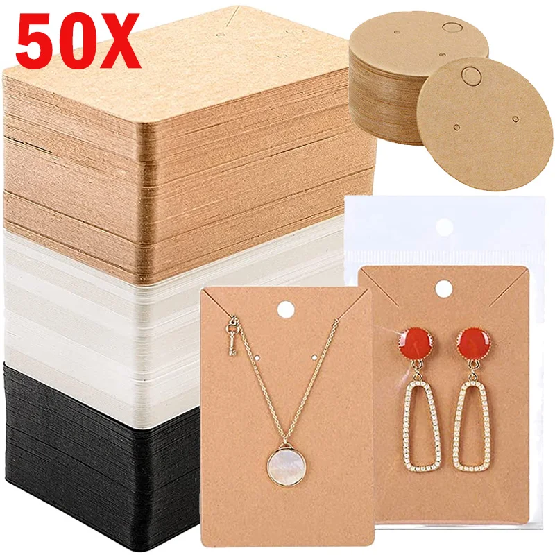 Top Trends: 50pcs / lot Earrings Necklaces Display Cards For DIY Jewelry Boxed And Packaging Cardboard Hang Tag Card Ear Studs Paper Card Tags Shoppable Styles